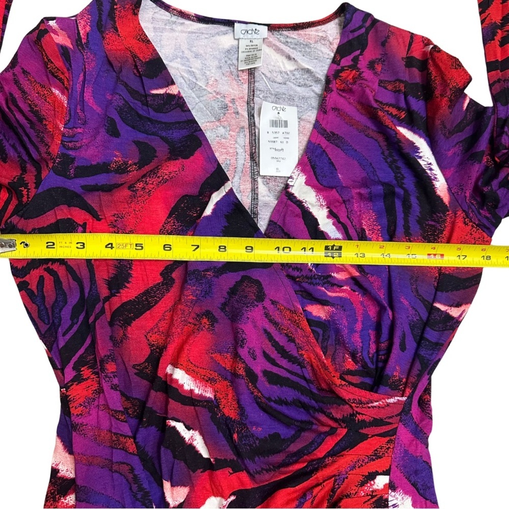Cache Red and Purple Abstract Midi Dress - Picture 6 of 8